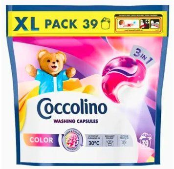 Капсули для прання кольорової білизни 3-в-1 Coccolino XL PACK, 39 прань, захист кольору 002348 фото