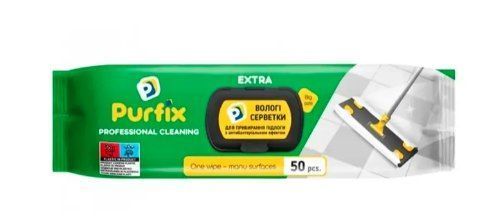 Серветки вологі Purfix &laquo;EXTRA&raquo; для прибирання підлоги, 50 шт 002316 фото