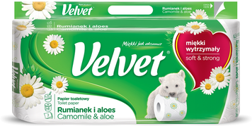 Туалетний папір Velvet ромашка 8 шт 150 відривів 000619 фото